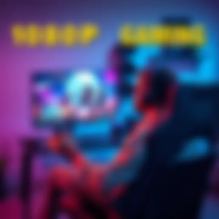 A gamer enjoying a 1080p gaming experience on a monitor with vibrant graphics and a comfortable chair.