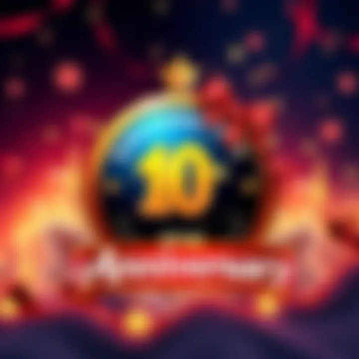 Exclusive player badge and banner celebrating 10 years of community achievements with festive elements.