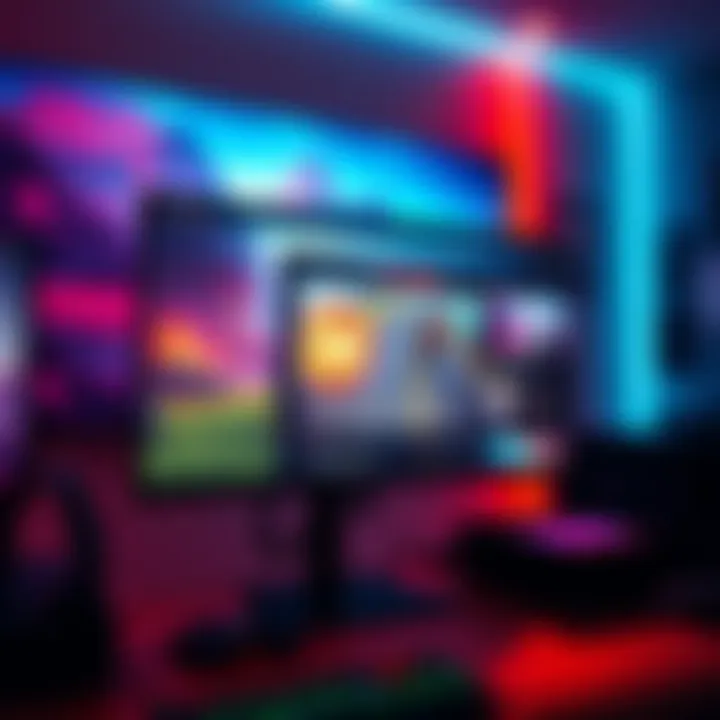 A gaming monitor displaying a 1440p resolution game with detailed graphics and high frame rates, showing vibrant visuals that highlight the need for VRAM