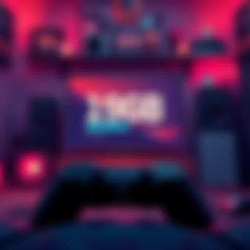 A gaming console with a progress bar showing a 19GB game installation in a cozy gaming setup.