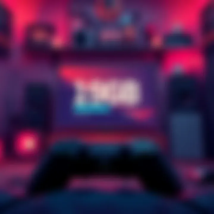 A gaming console with a progress bar showing a 19GB game installation in a cozy gaming setup.