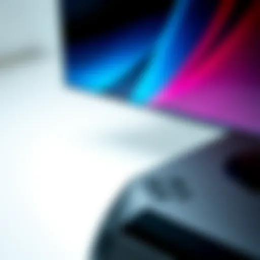 Close-up view of a 1TB OLED Steam Deck console, showing its sleek design and vibrant screen, against a clean background.