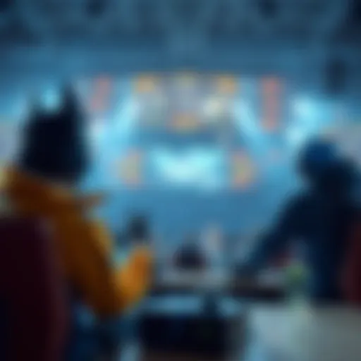 A gamer battles an opponent in a 1v1 arena, showcasing skill and competition, with a scoreboard reflecting their rankings.