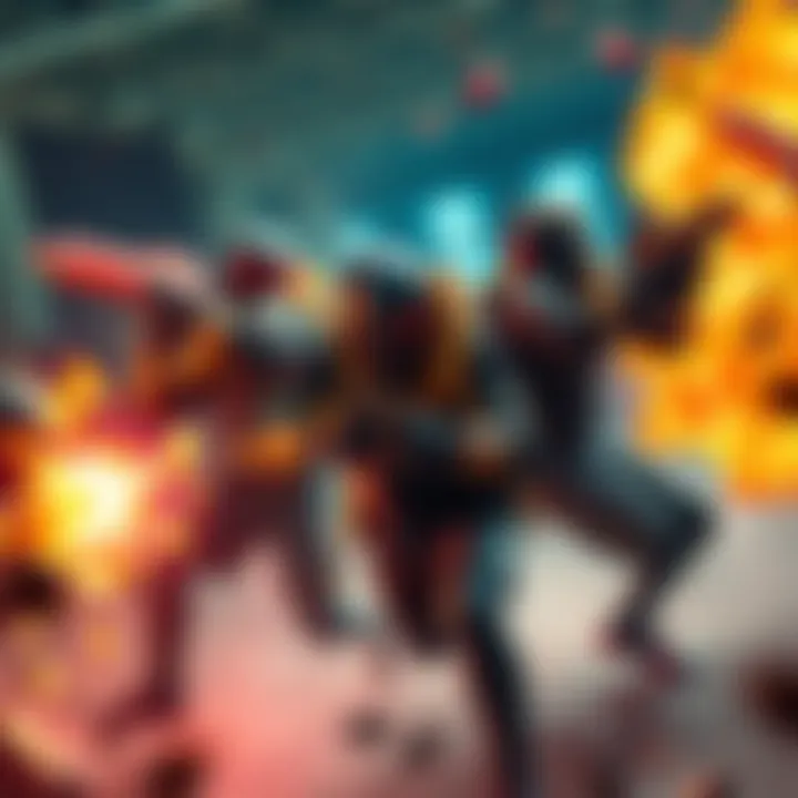 A lone gamer battles against four opponents in a tense gaming scenario, showcasing skill and strategy.