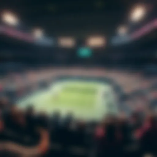 Players competing in a tennis match during the 2025 US Open, with fans in the stands and bright stadium lights