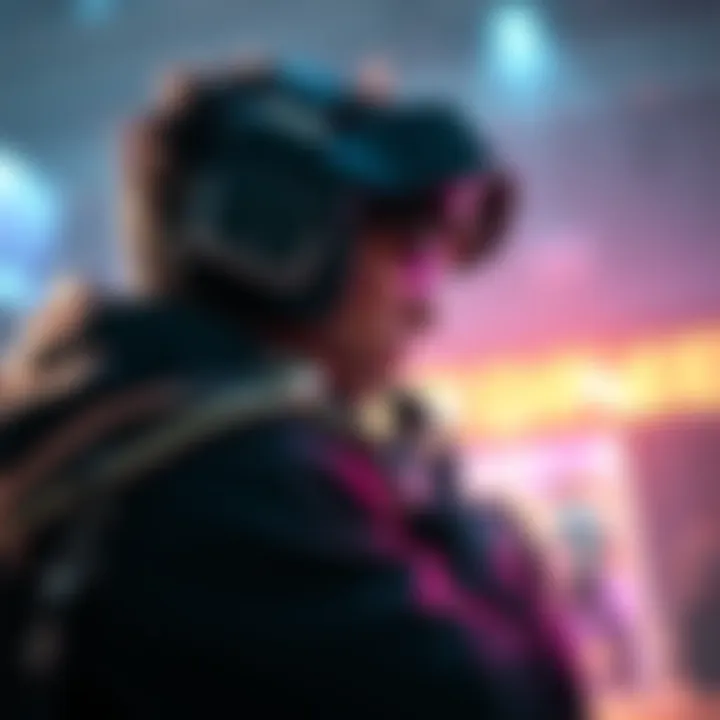 A gamer in a headset performing a 360 no-scope shot in a popular FPS game