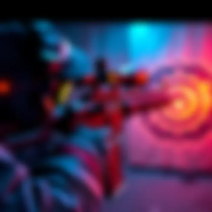 A player aiming a 360 RPM auto rifle with the Enhanced Target Lock feature visible on the screen