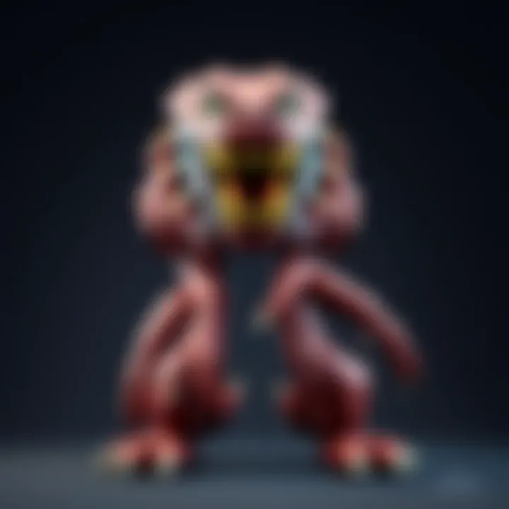 A detailed 3D model of da Licker at 1.5 meters tall, showcasing its impressive features