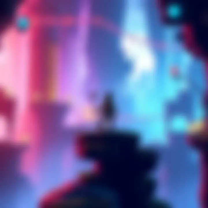A character exploring a vibrant 3D world filled with platforming elements and gated areas