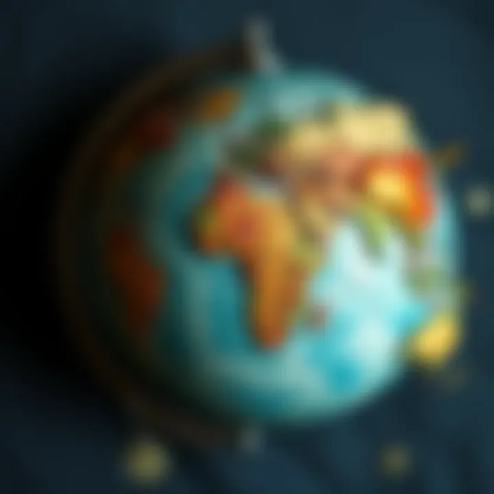 A creative 3D world map crafted from an old globe, featuring painted details and paper mache for DnD adventures.