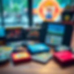 A collection of popular 3DS and NDS game cartridges next to a handheld console