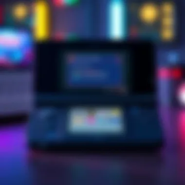 3DS Console Showing RetroAchievements A Nintendo 3DS displaying a DS game with on-screen notifications for unlocked achievements and game identification features.