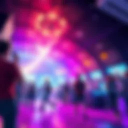 A vibrant 4-star lobby in a hunting game featuring excited players and engaging activities