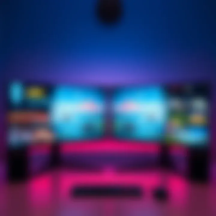 A side-by-side comparison of a 4K OLED display and a 1440p OLED display in a gaming setup, showing vibrant game graphics on both screens.