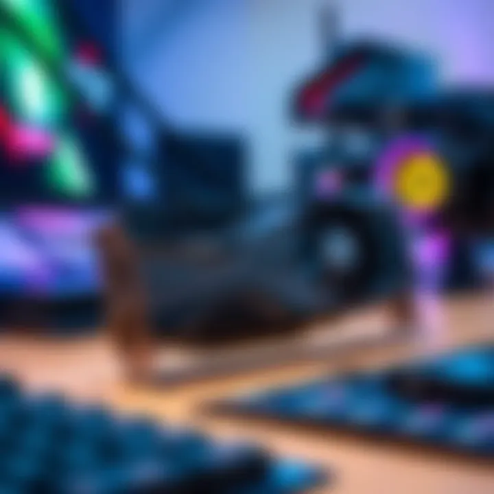 The 5060 graphics card displayed on a desk with a gaming setup, showcasing its sleek design and components.