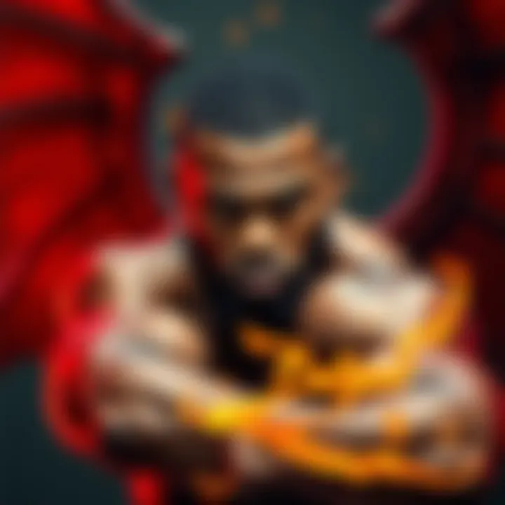 50 Cent as Balrog in new film 50 Cent portraying Balrog, a muscular character with fiery visuals, in a dramatic pose