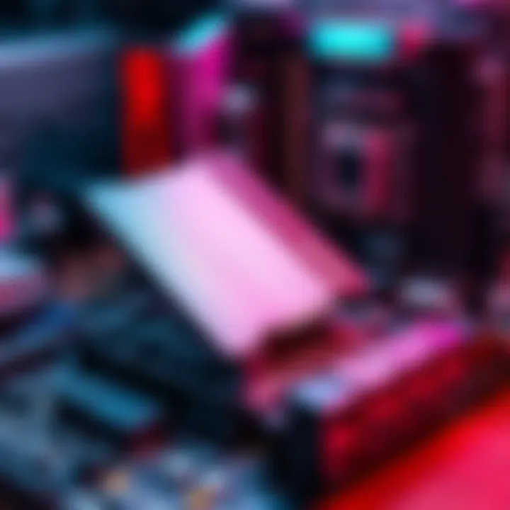 5th Generation SSD and Motherboard A 5th generation SSD being placed into a new motherboard build on a workbench.