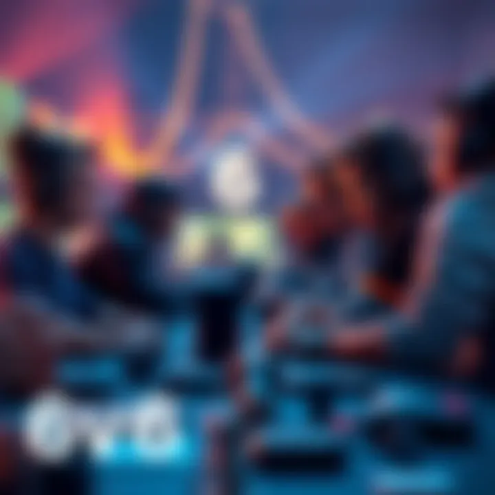 A group of players strategizing during a 6v6 match, showing teamwork and focus on gameplay.