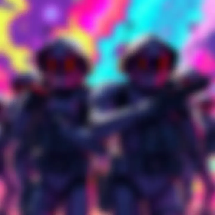 A dynamic action scene from the 90s anime UN Trooper featuring soldiers in futuristic combat gear against a vibrant backdrop.