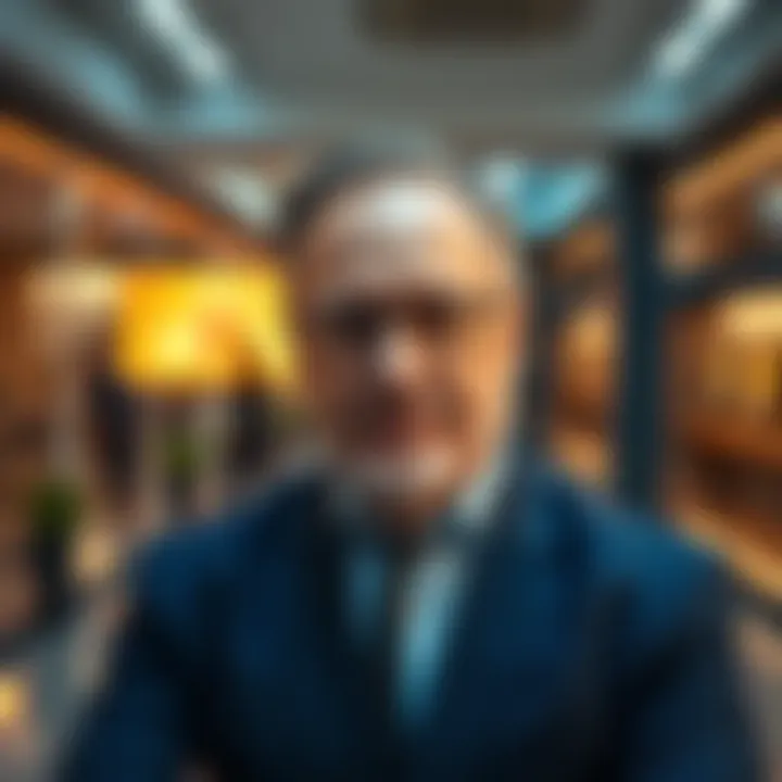 A professional portrait of the CEO in a business setting, showcasing their leadership qualities and corporate vision