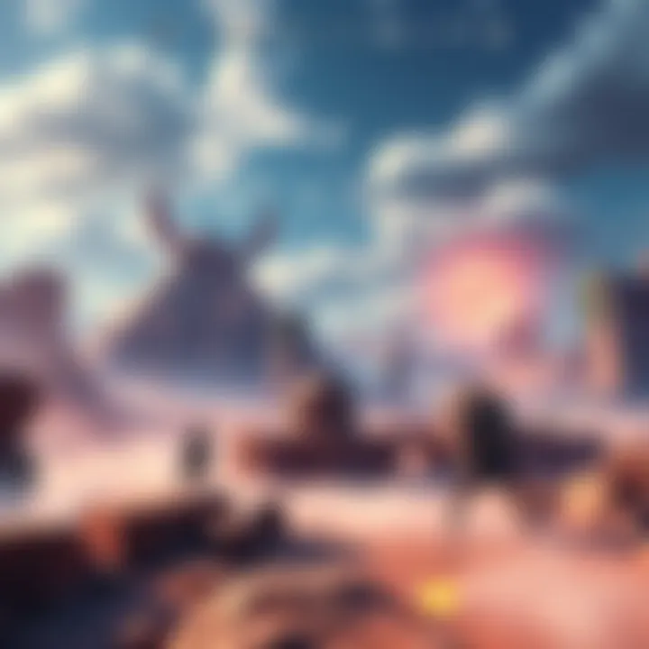 Stunning concept art depicting vibrant landscapes and iconic game elements like Sanghelios and scarabs by Ruan Jia.