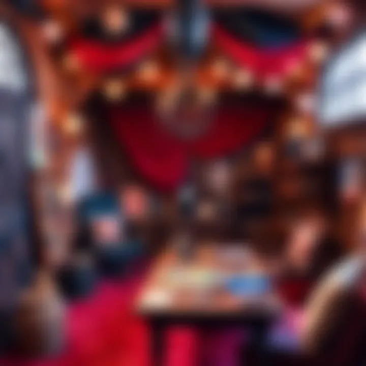 A decorated room for a D&D escape game featuring themed props, puzzles, and a table with game materials