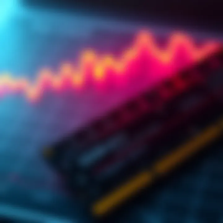 Image showing DDR4 RAM sticks alongside a price trend chart, indicating fluctuations in pricing.