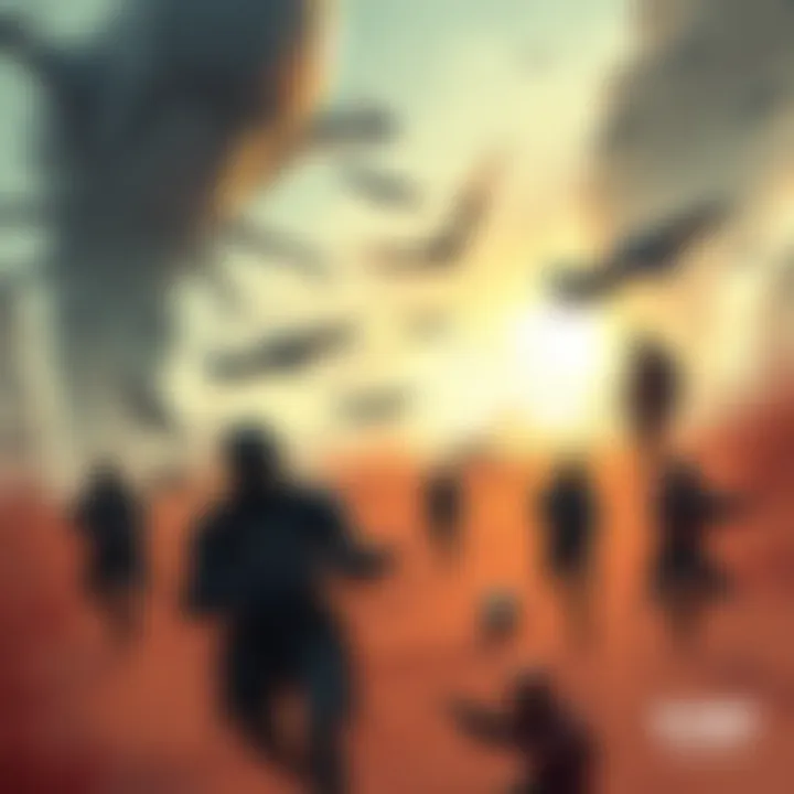 Art from E-Day Art Book Illustration showcasing characters and scenes related to the Locust War prequel trilogy