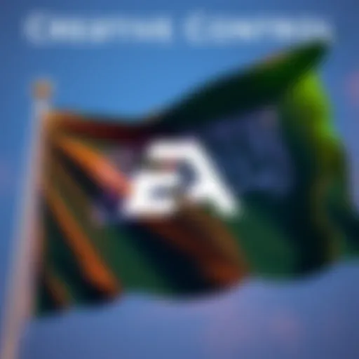 Electronic Arts logo with a Saudi flag in the background, symbolizing the $55 billion buyout initiative