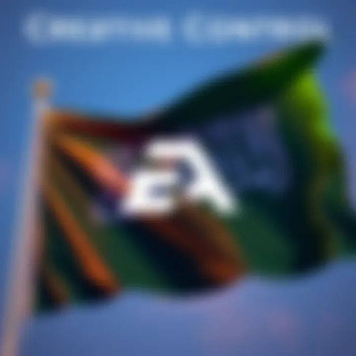 EA Creative Control Electronic Arts logo with a Saudi flag in the background, symbolizing the $55 billion buyout initiative