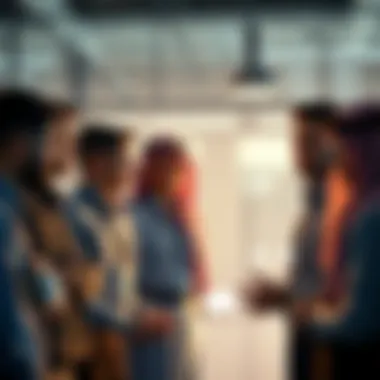 Group of EA employees discussing concerns about the company's Saudi ownership in an office setting