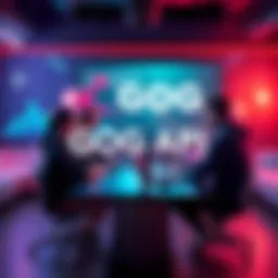 Developers discussing challenges with GOG API for gaming apps at a table with laptops