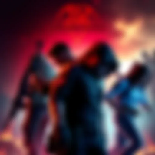 Artwork showing main characters speculated for RE10 with Elpis in the background