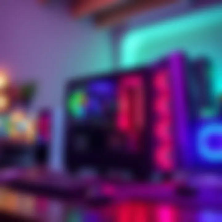 A powerful gaming PC featuring an RTX 5090 graphics card and a 9800X3D processor, comparison with next-gen consoles in the background.