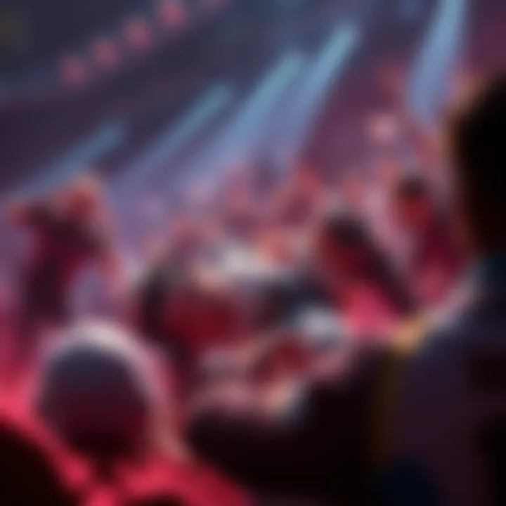 T1 falling over after an intense duel with Jason, surrounded by shocked fans and players