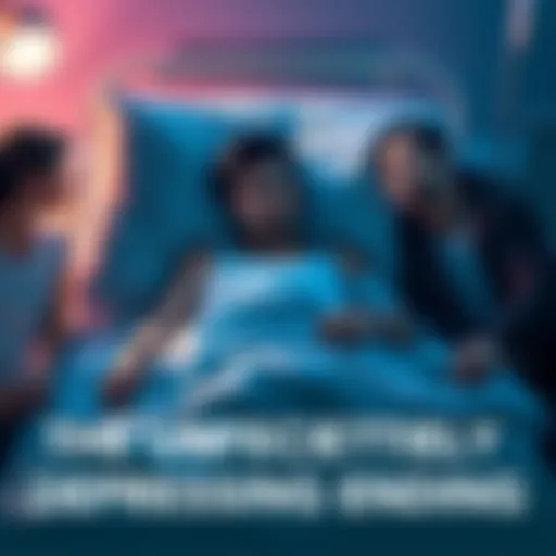 V lies unconscious in a hospital bed, with Panam and Johnny at their side, looking concerned and somber.