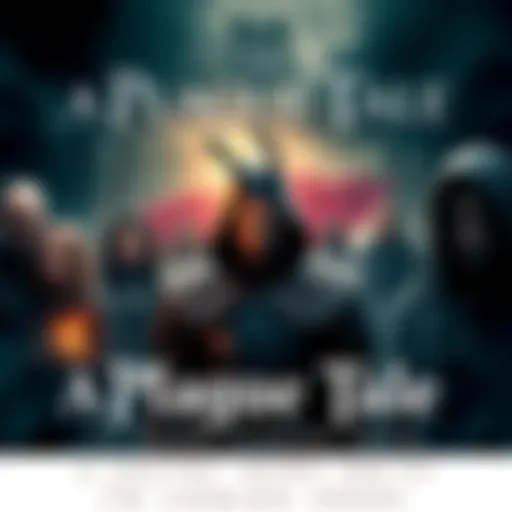 Promotional image for the upcoming TV show based on A Plague Tale, featuring dark medieval scenery and characters looking determined