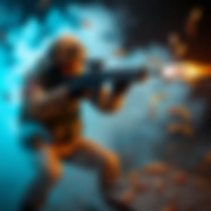 A soldier firing the AA-12 shotgun, showcasing its automatic fire capability with spent shells ejected into the air.