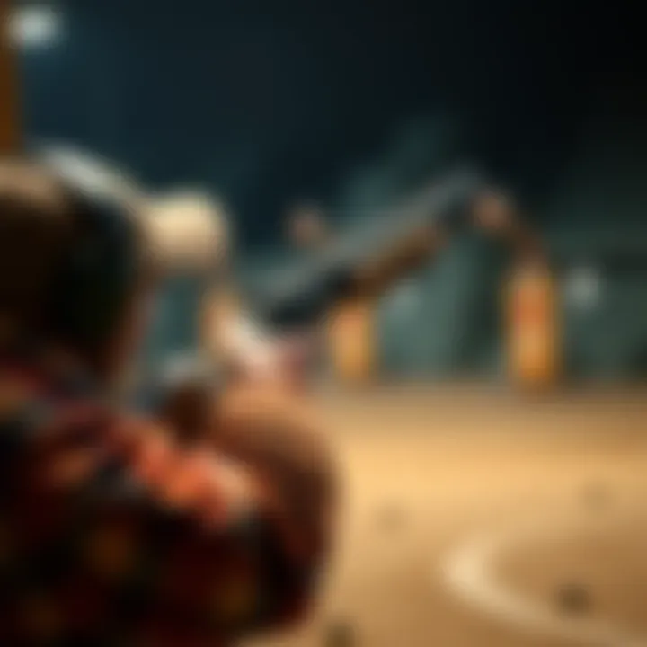 AA12 Shotgun in Action A person experiencing the thrill of shooting an AA12 shotgun at a shooting range, showcasing excitement and focus.