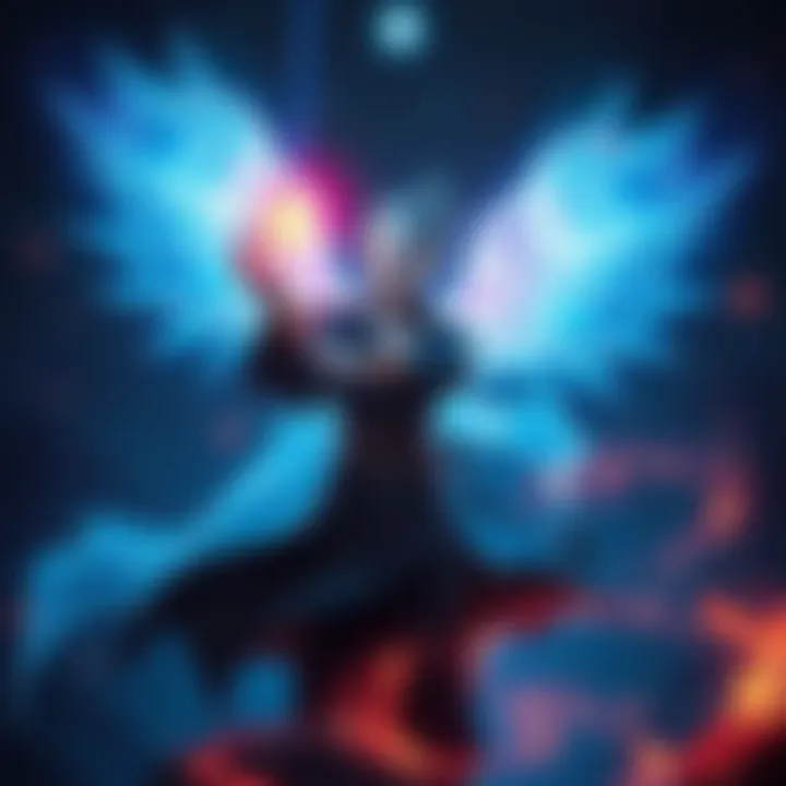 Aasimar sorcerer with glowing wings casting a spell, surrounded by celestial light