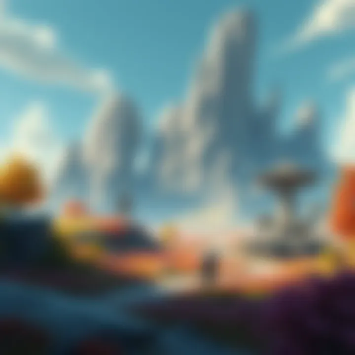 Concept art of a vibrant game world with unique characters and landscapes that showcase its potential as a classic.