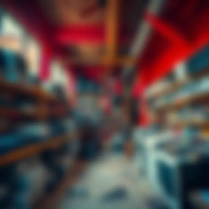 Abandoned Game Shop Interior Inside view of a cluttered and neglected game shop with old consoles and games scattered on shelves.