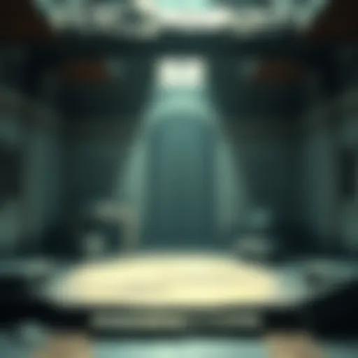 A detailed view of the abandoned shrine from the original Resident Evil 4, highlighting wall writings and stone structures.