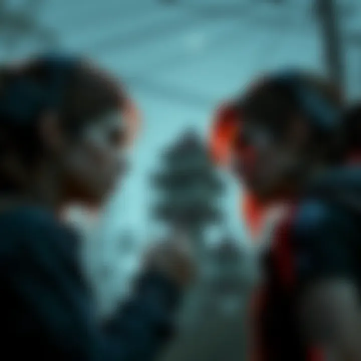 Abby and Ellie face off against each other in a tense scene from The Last of Us II, highlighting their conflicting paths.
