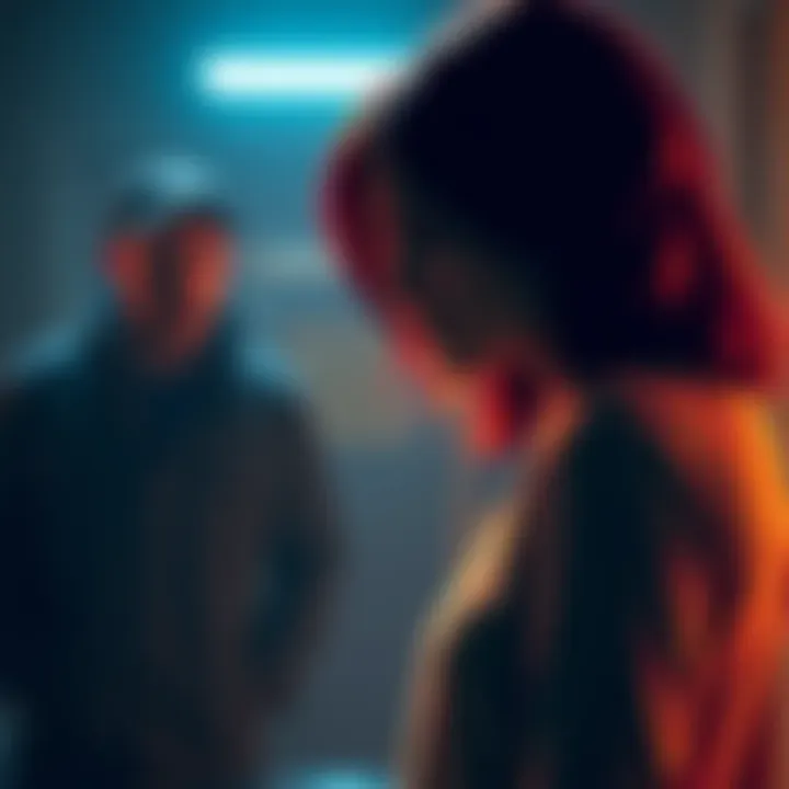 Abby stands coldly as Ellie screams for Joel, highlighting Abby's emotional distance during a tense moment.