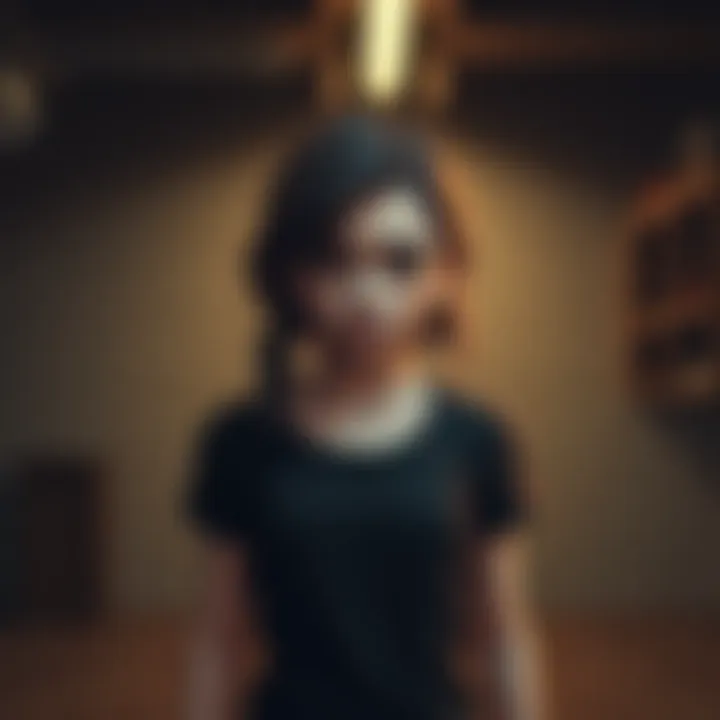 Abby standing alone with a concerned expression, reflecting on past events in a game setting