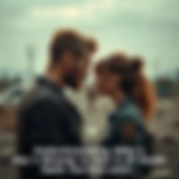 A tense scene where Abby stands face to face with Joel, her expression a mix of anger and determination, set in a desolate post-apocalyptic environment.