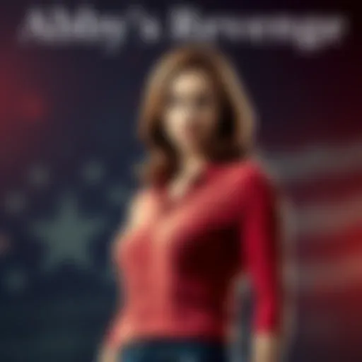 A determined woman with fierce expression, symbolizing empowerment and revenge, set against a dramatic background