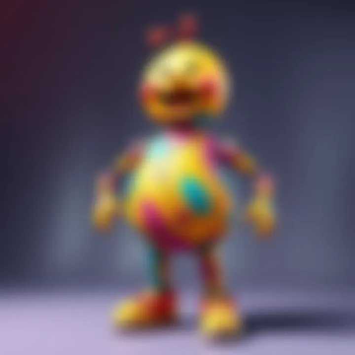 A colorful, abstract representation of a 'daddy' figure with a round body and playful features, standing proudly with a joyful expression.