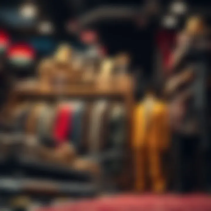 A display of firearms and fashionable clothing showing the unexpected surplus of goods in a post-societal collapse world.